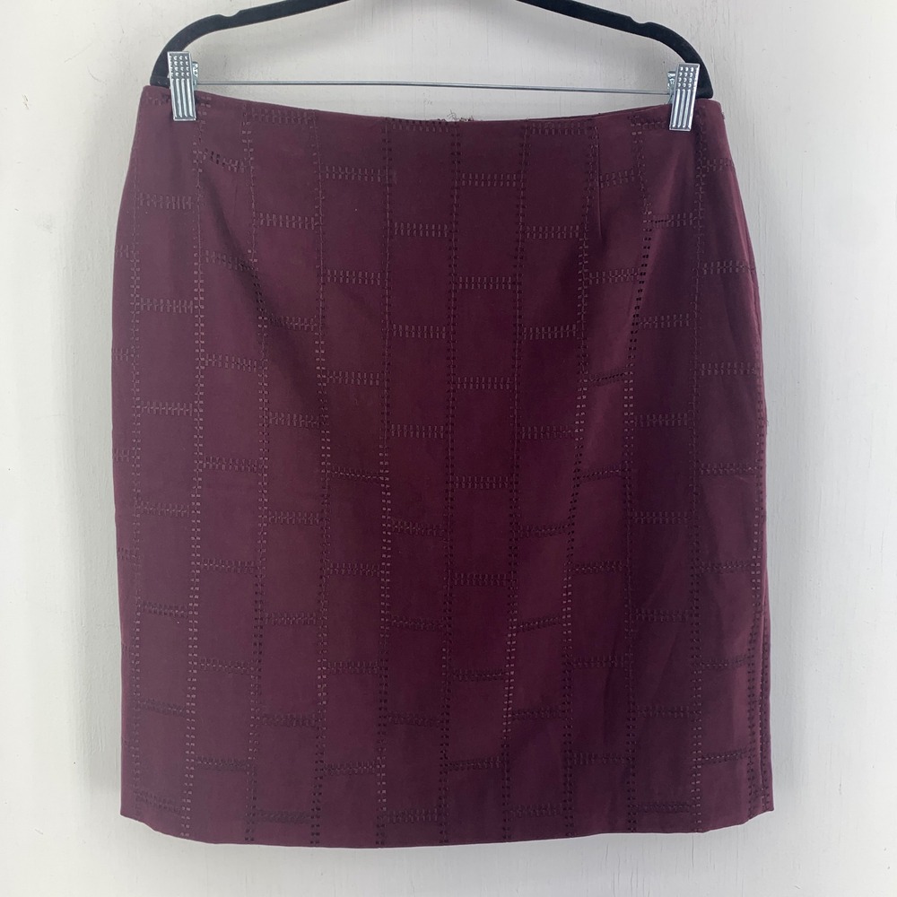 Casual Corner 16 Embroidered Pencil Skirt Career Office Patchwork Dark Academia